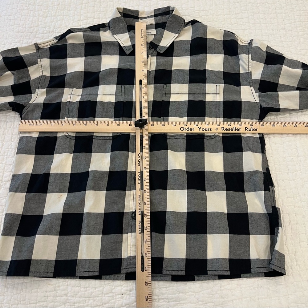 Madewell Shirt Jacket Womens Large Black White Buffalo Check Oversized Classic - Picture 9 of 12
